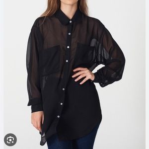 American apparel oversized chiffon button down black